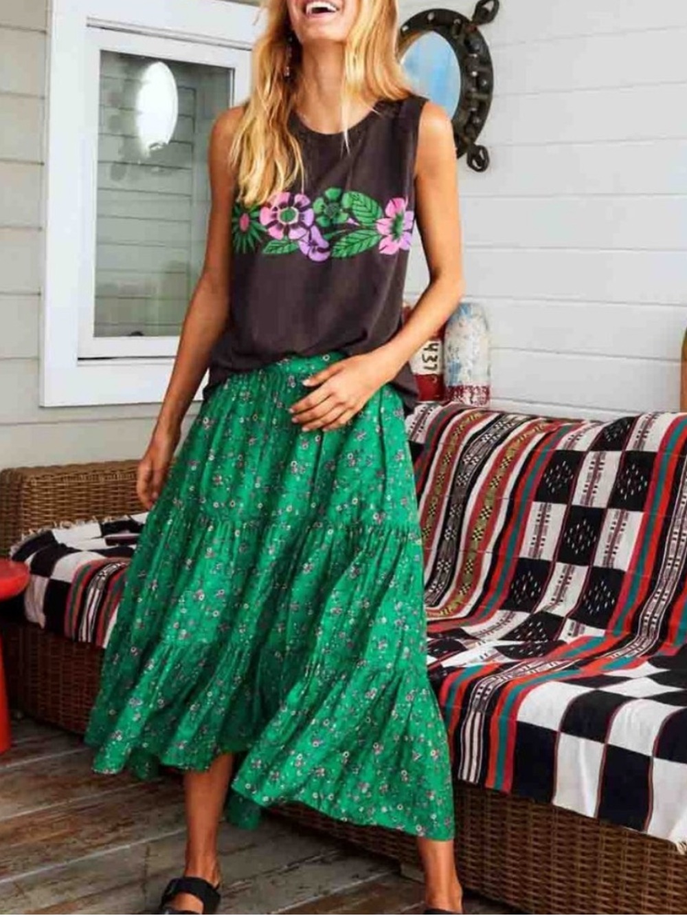 XIRENA Iris Skirt in Green Grass Sz XS